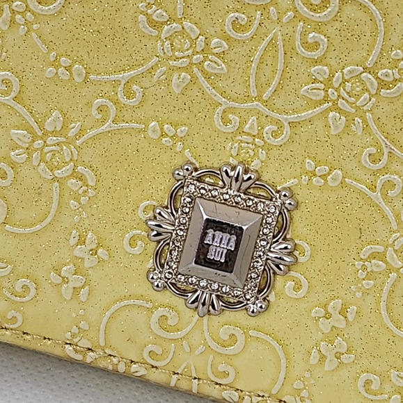 Anna Sui Yellow Patent Leather Western Pattern Kisslock Long Wallet - Picture 2 of 12